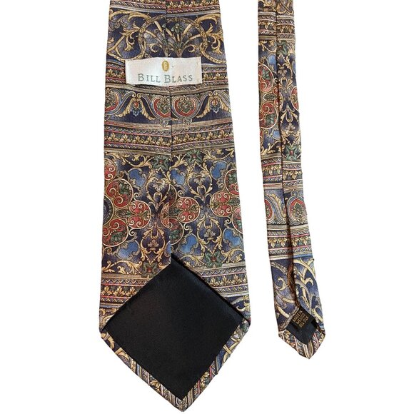 Bill Blass MensSilk Neck Tie Blue Tan Red Paisley Work Dad Gift - Picture 4 of 6